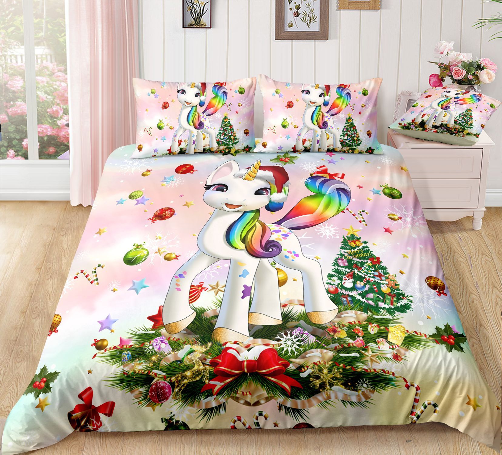 Christmas Unicorn Bedding Set