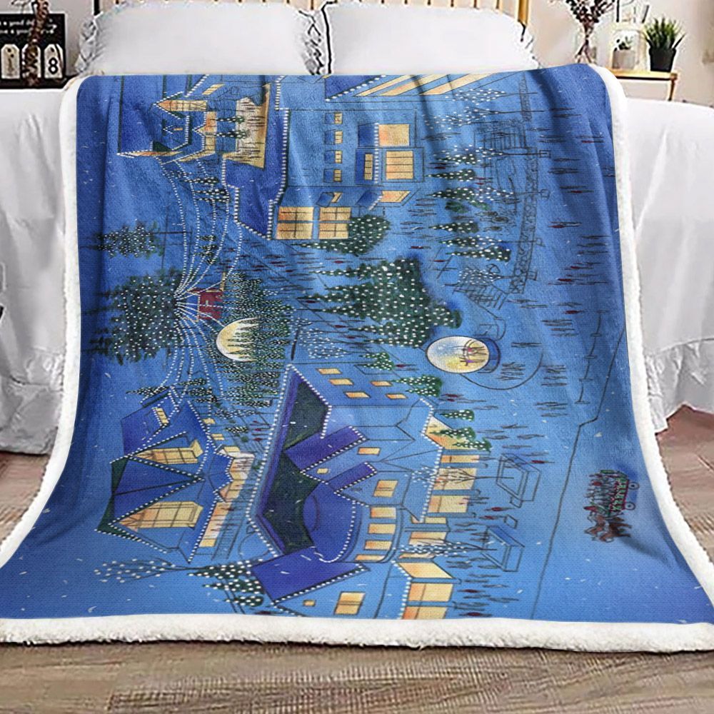 Christmas Village Sherpa Fleece Blanket
