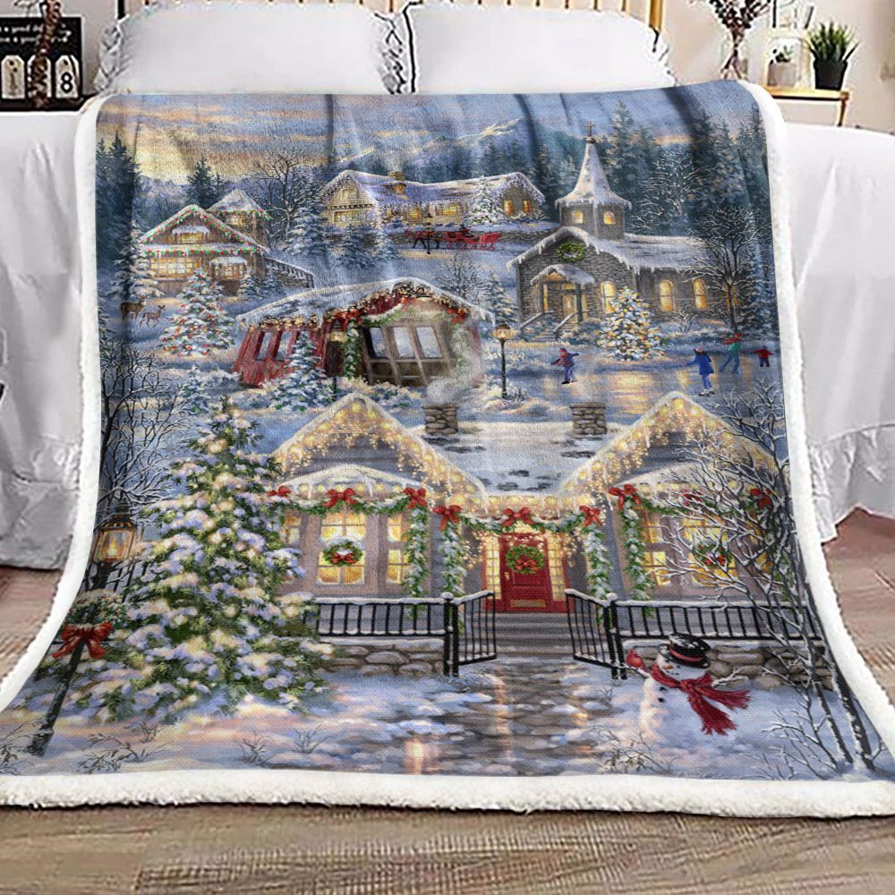 Christmas Village Sherpa Fleece Blanket