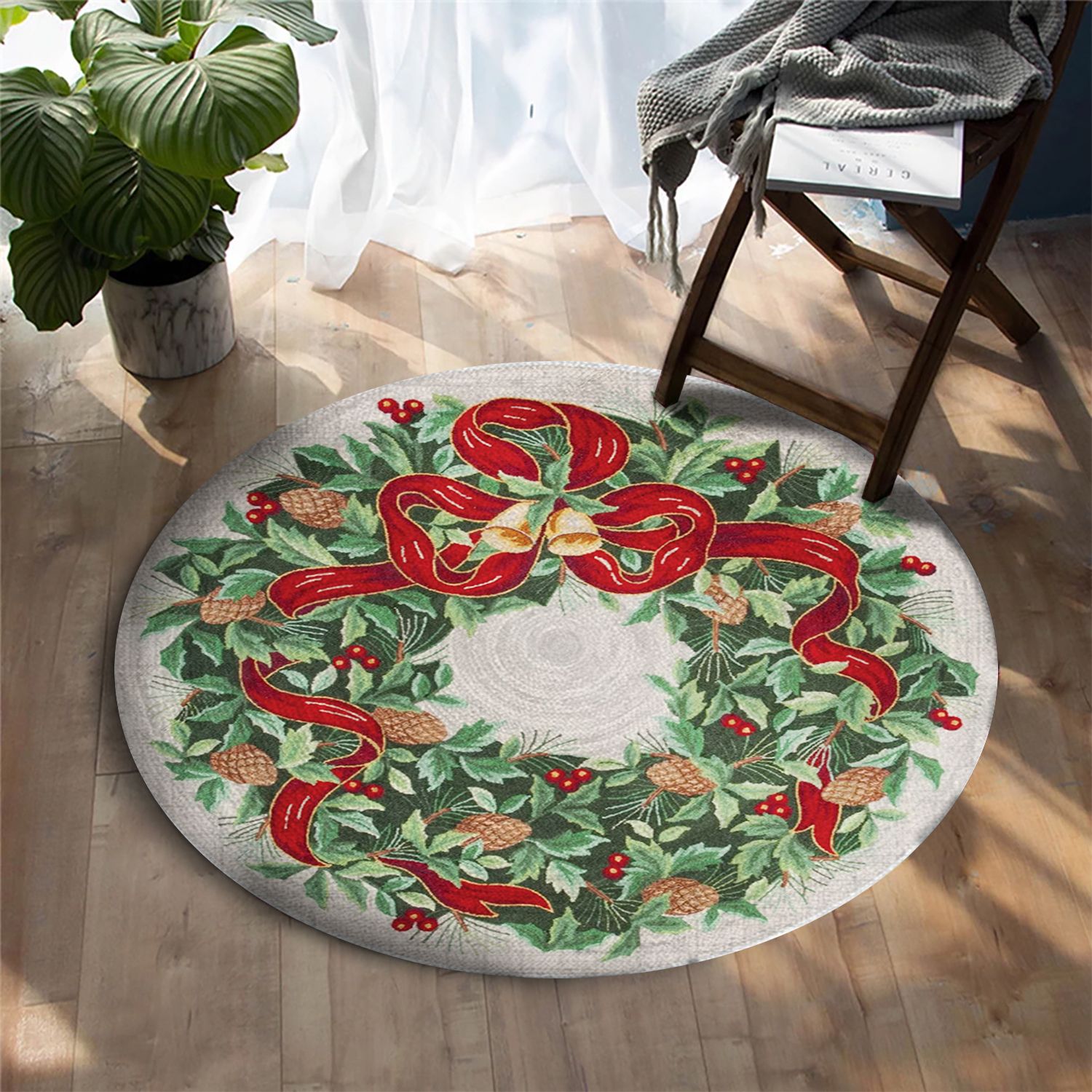 Christmas Wreath Round Carpet