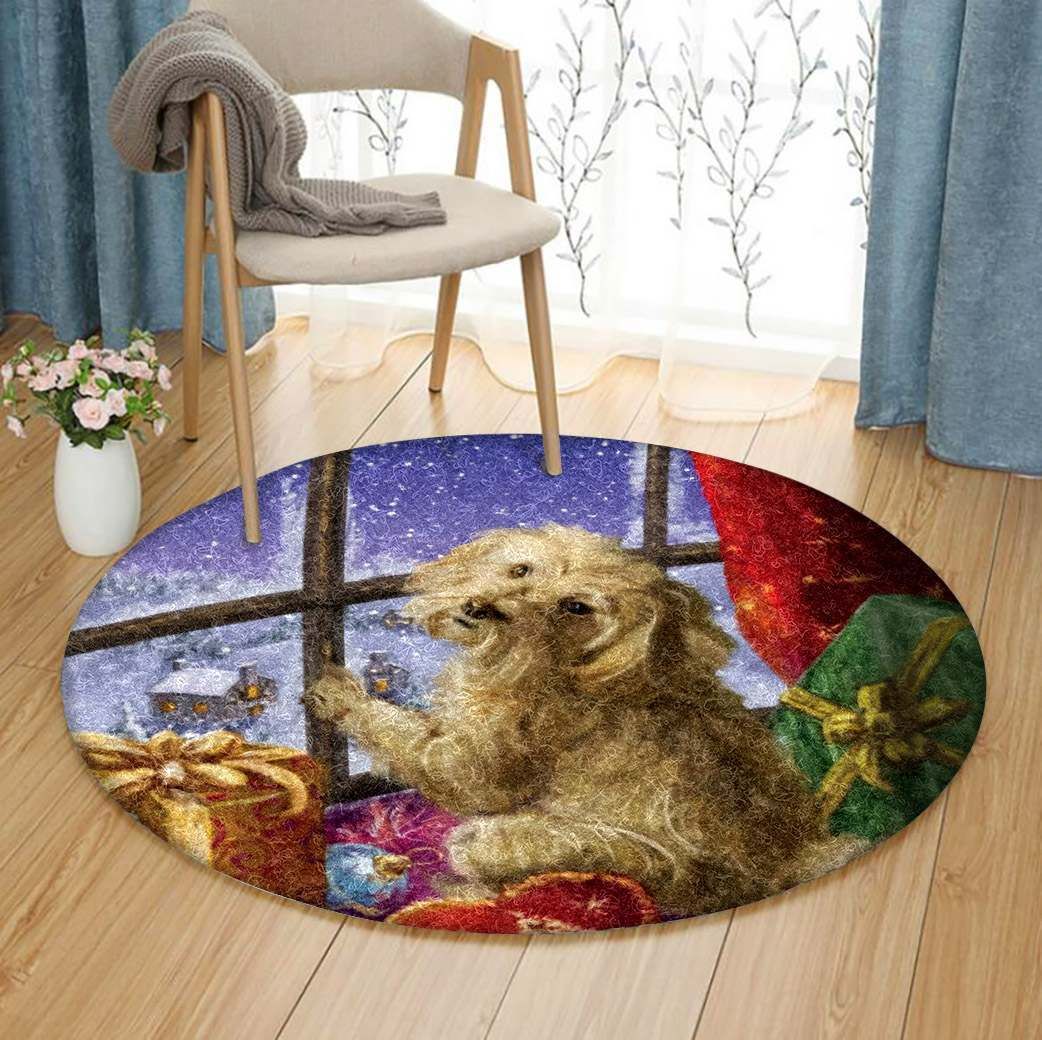 Christmas Yorkshire Terrier Round Carpet