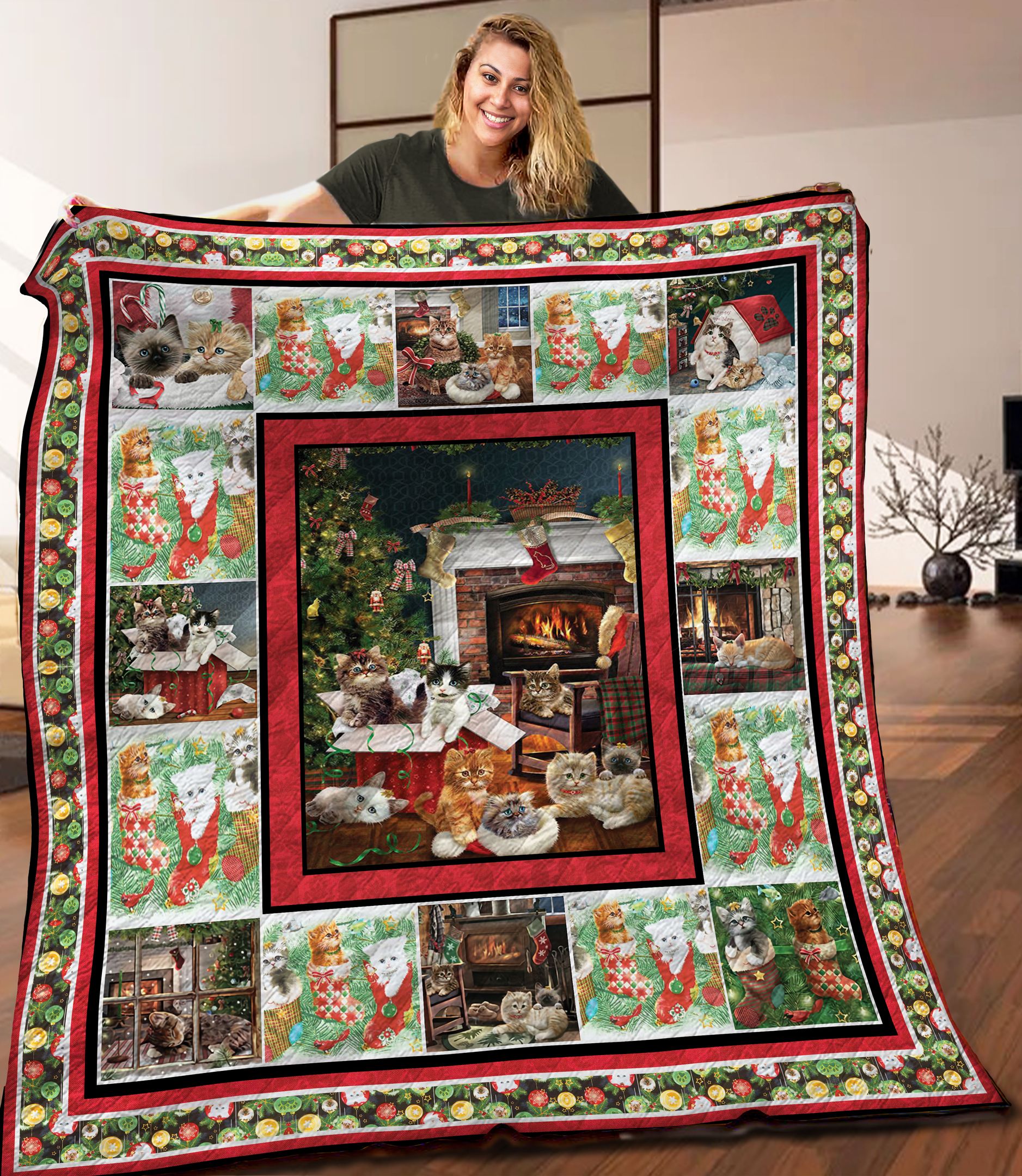 Chritsmas Cat TNT101106NH Quilt Blanket