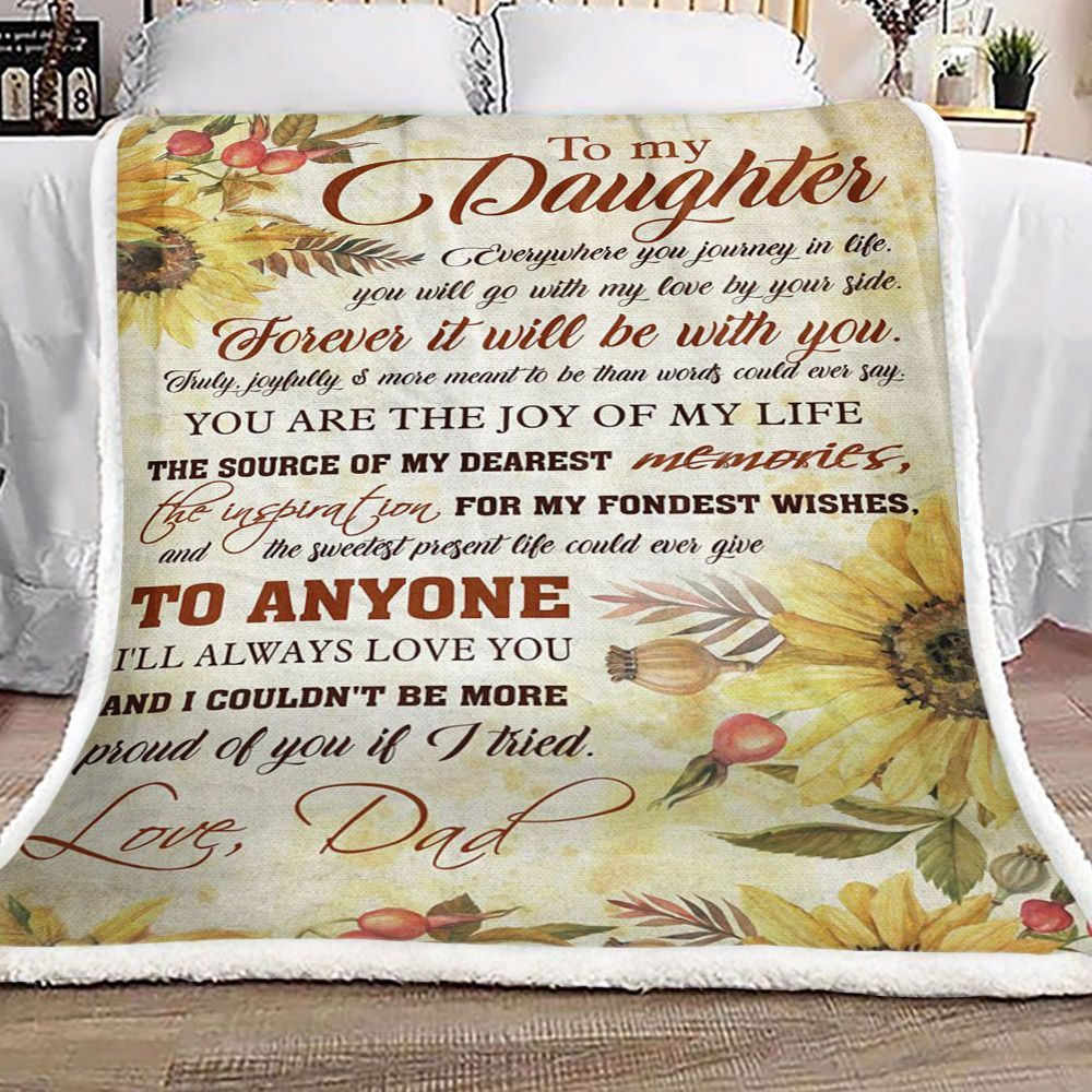 Chrysanthemum Family To My Daughter Love Dad Sherpa Fleece Blanket