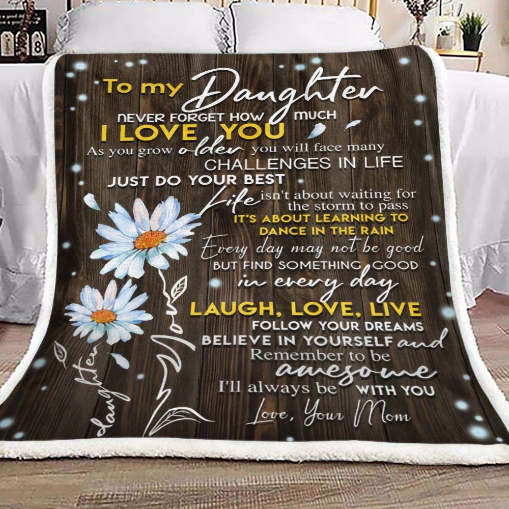 Chrysanthemum To My Daughter Your Mom Sherpa Fleece Blanket
