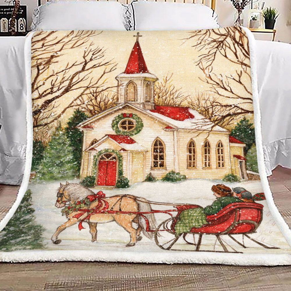 Church For Christmas Sherpa Fleece Blanket