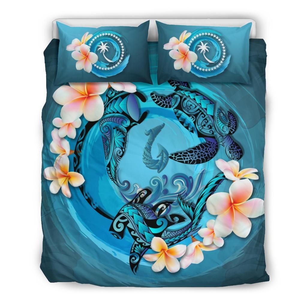 Chuuk Blue Plumeria Animal Tattoo Bedding Set