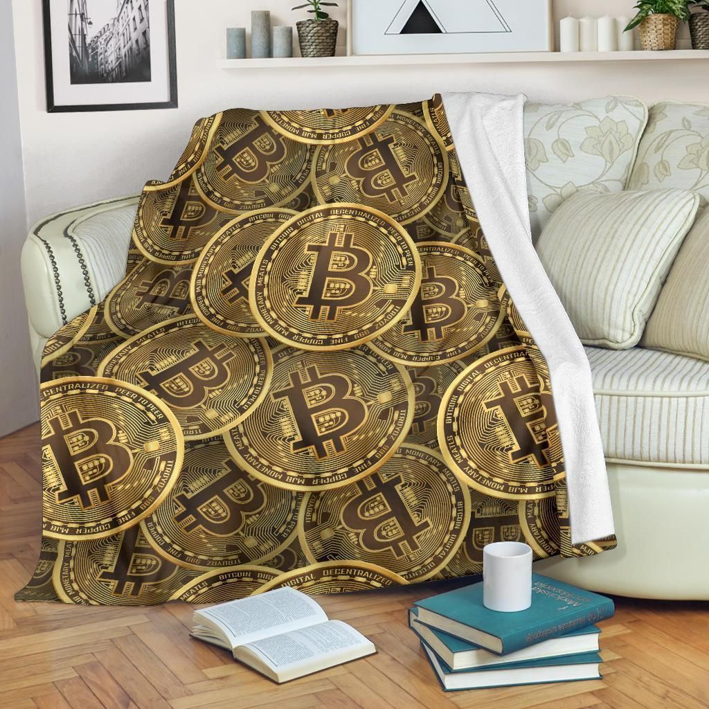 Circle Bitcoin Pattern Print Design Fleece Blanket