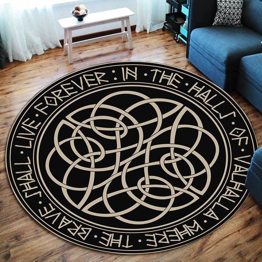 Circle Of Norse Runes Round Carpet
