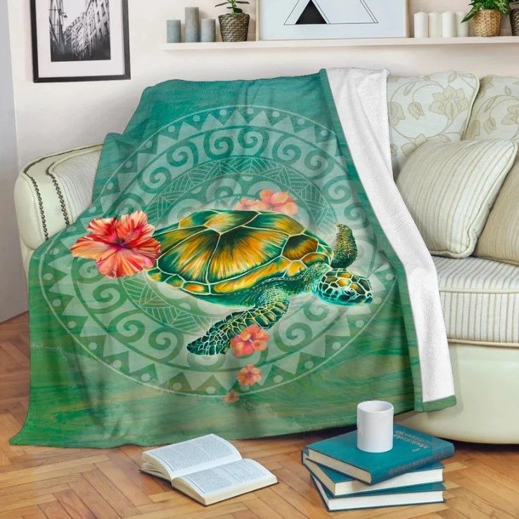 Circle Turtle Sherpa Fleece Blanket