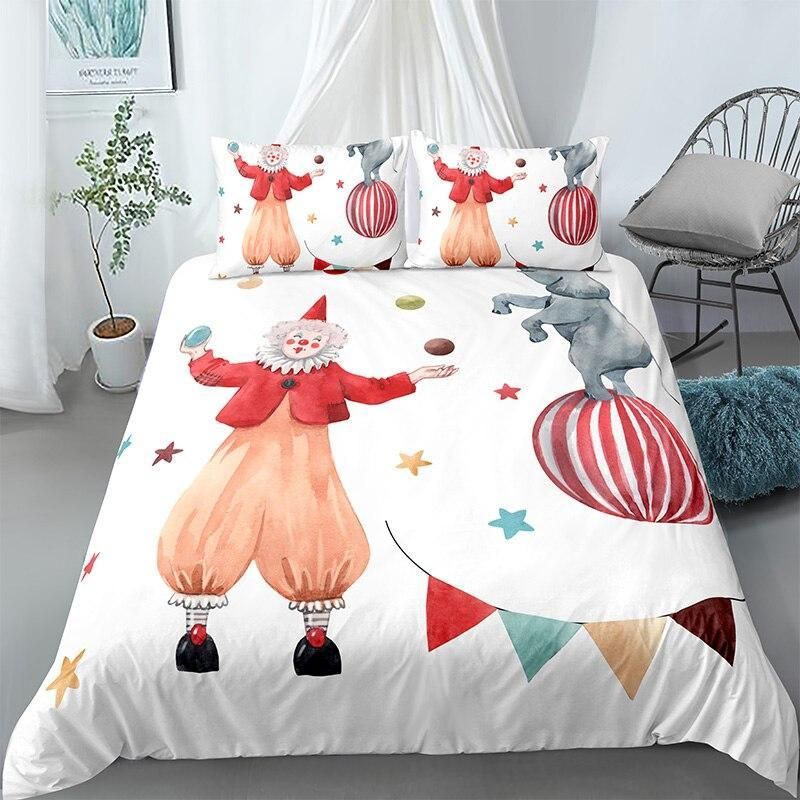Circus Themed Clown Elephant Bedding Set