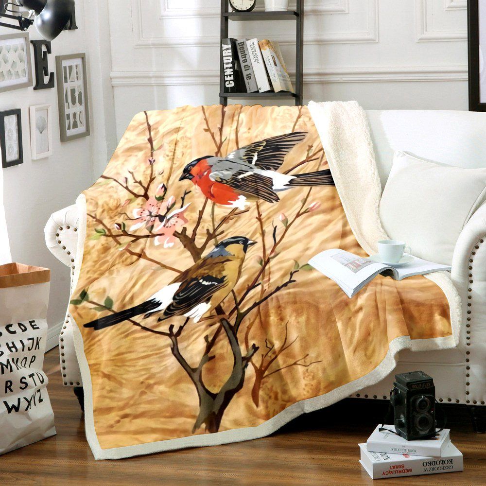 Citron Songbirds Sherpa Fleece