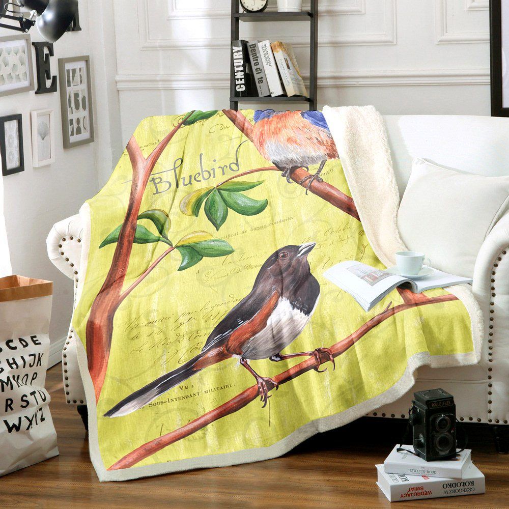 Citron Songbirds Sherpa Fleece