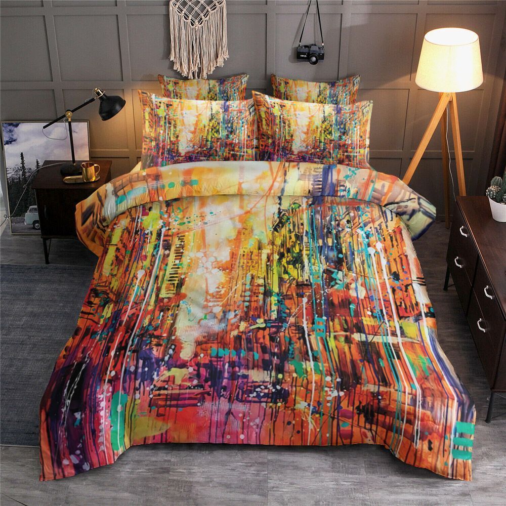 City Behind The Colorful Painting Bedding Set