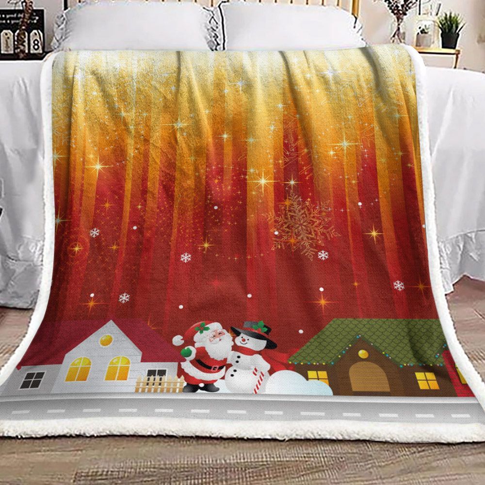 City Christmas Sherpa Fleece Blanket