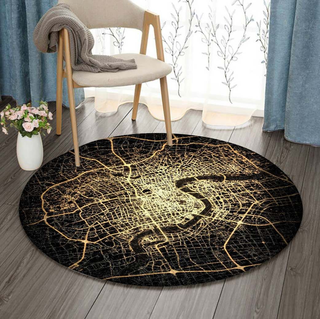 City Light Map Round Carpet