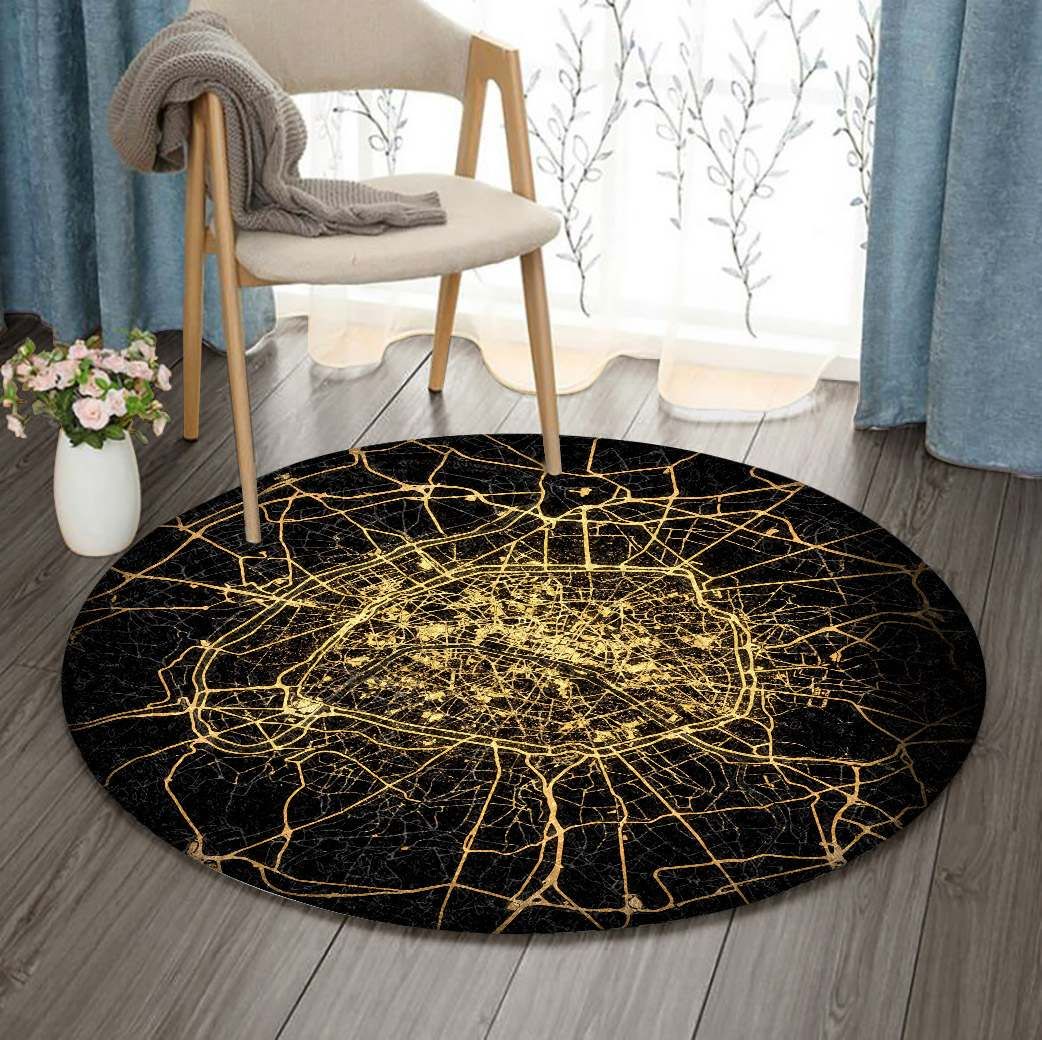 City Light Map Round Carpet