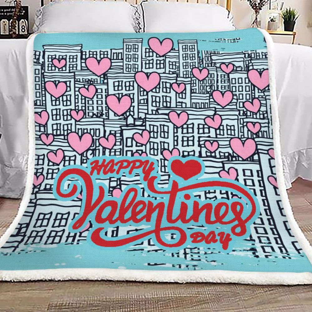 City Of Love Happy Valentines Day Sherpa Fleece Blanket