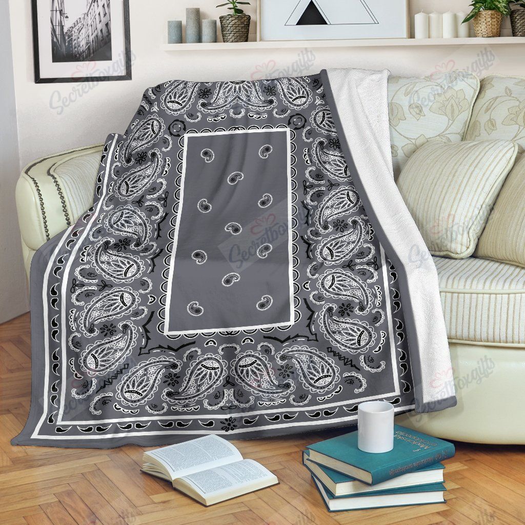 Classic Gray Bandana Fleece Blanket