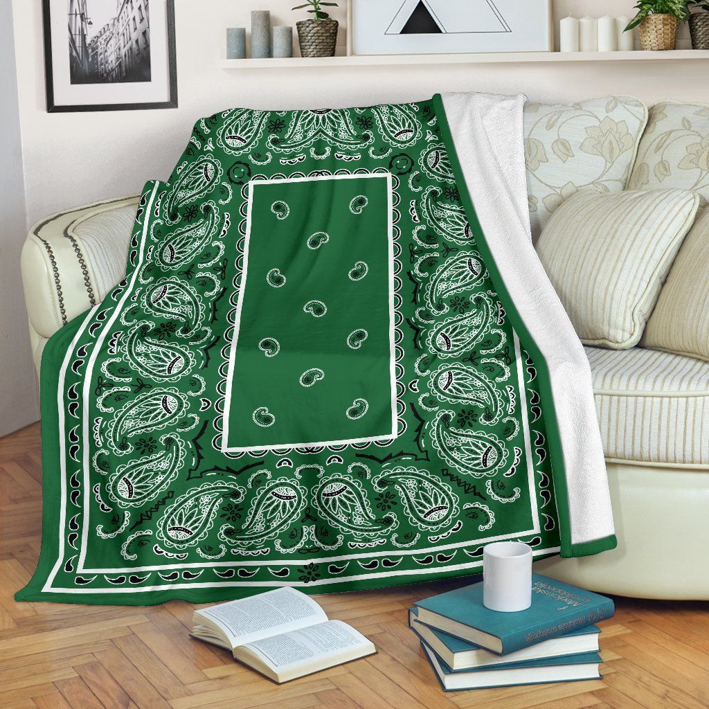 Classic Green Bandana Sherpa Fleece Blanket