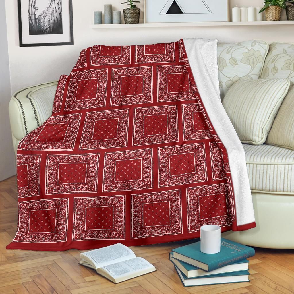 Classic Red Patch Bandana Sherpa Fleece Blanket