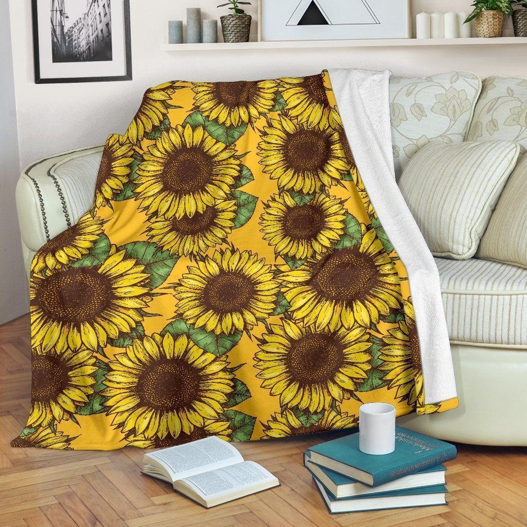 Classic Vintage Sunflower Sherpa Fleece Blanket