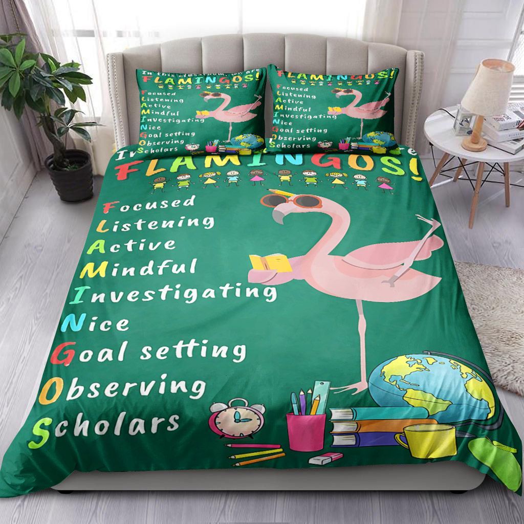 Classroom We Are Flamingos Bedding Set