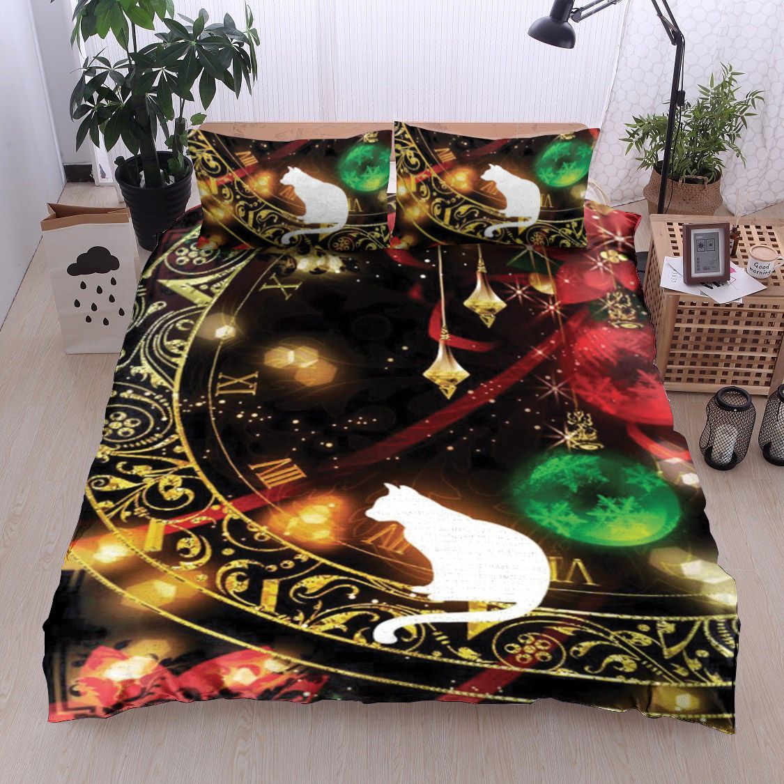Clock Cat Time Bedding Set