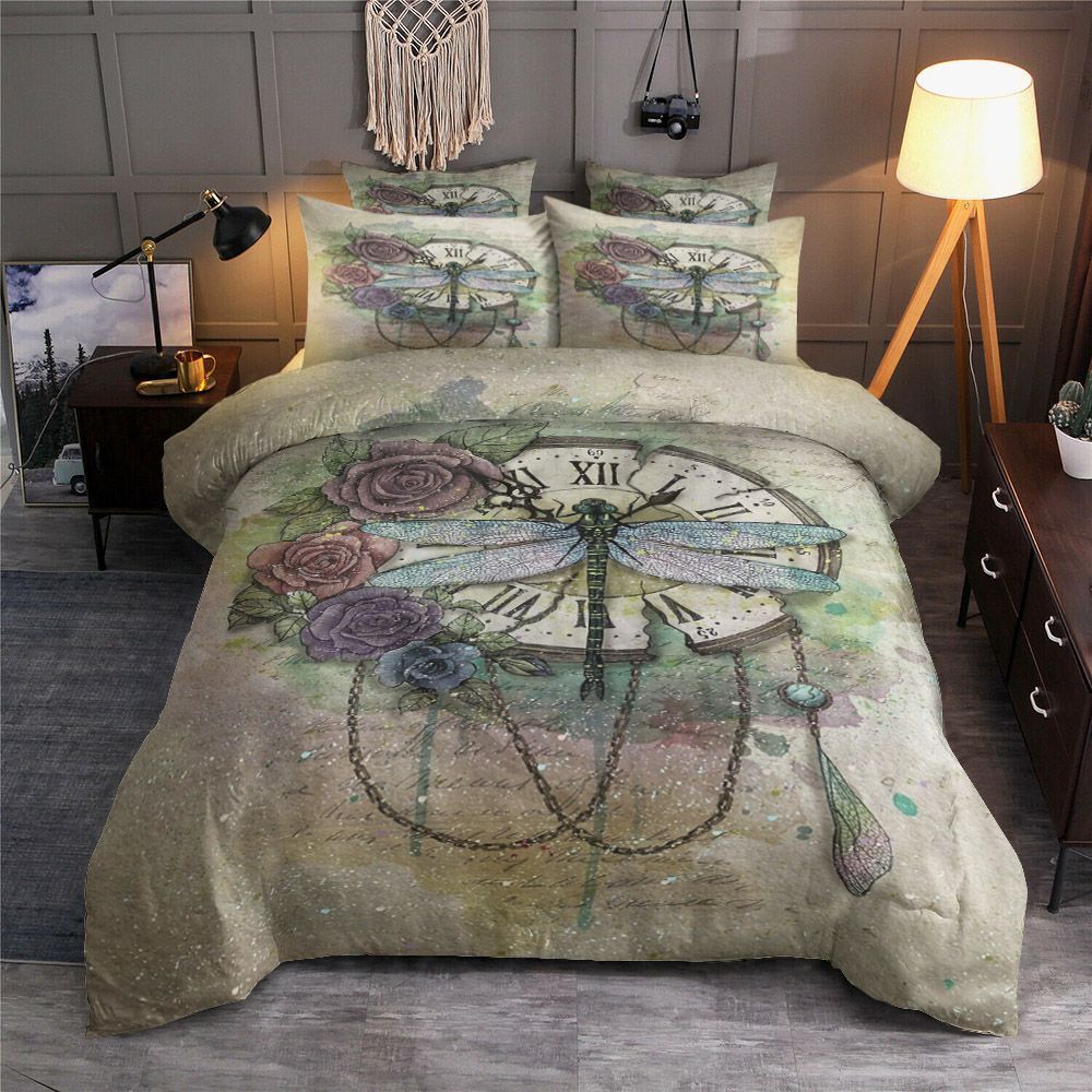 Clock Dragonfly Bedding Set