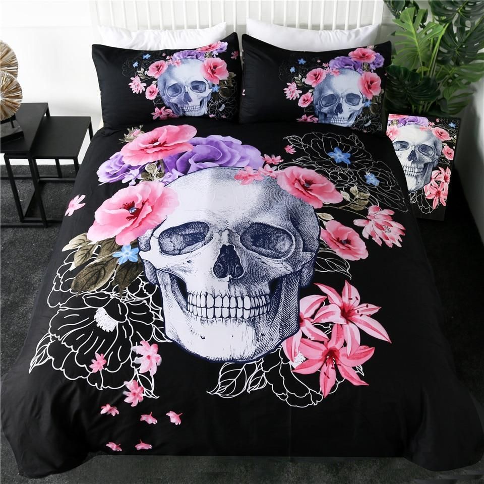 Clolorful Skull With Flower Bedding Set