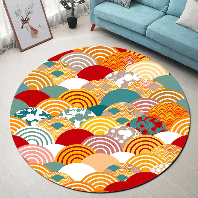 Cloud Painting Asian Style Round Carpet