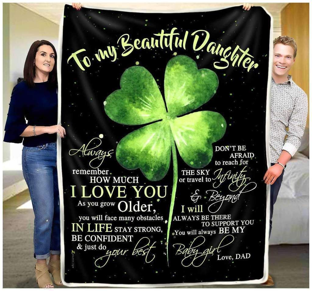 Clover To My Daughter Always Be My Baby Sherpa Fleece Blanket