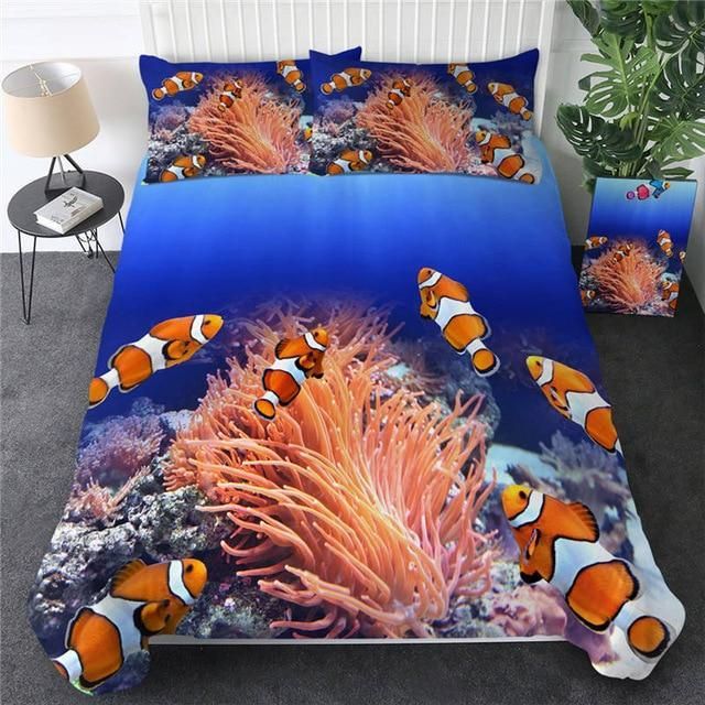 Clown Fish 3d Ocean Coral Bedding Set