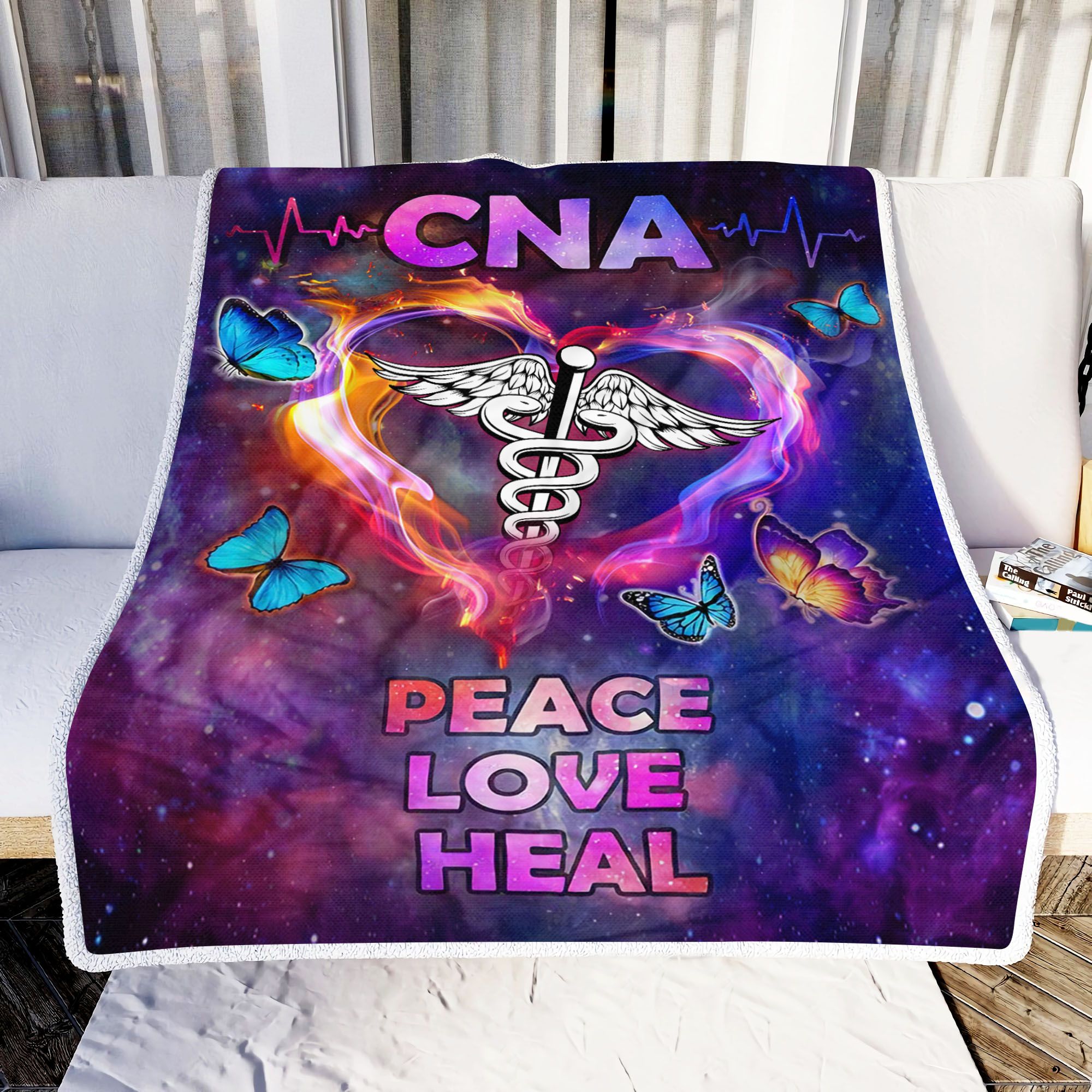 CNA Peace Love Heal Fleece Blanket