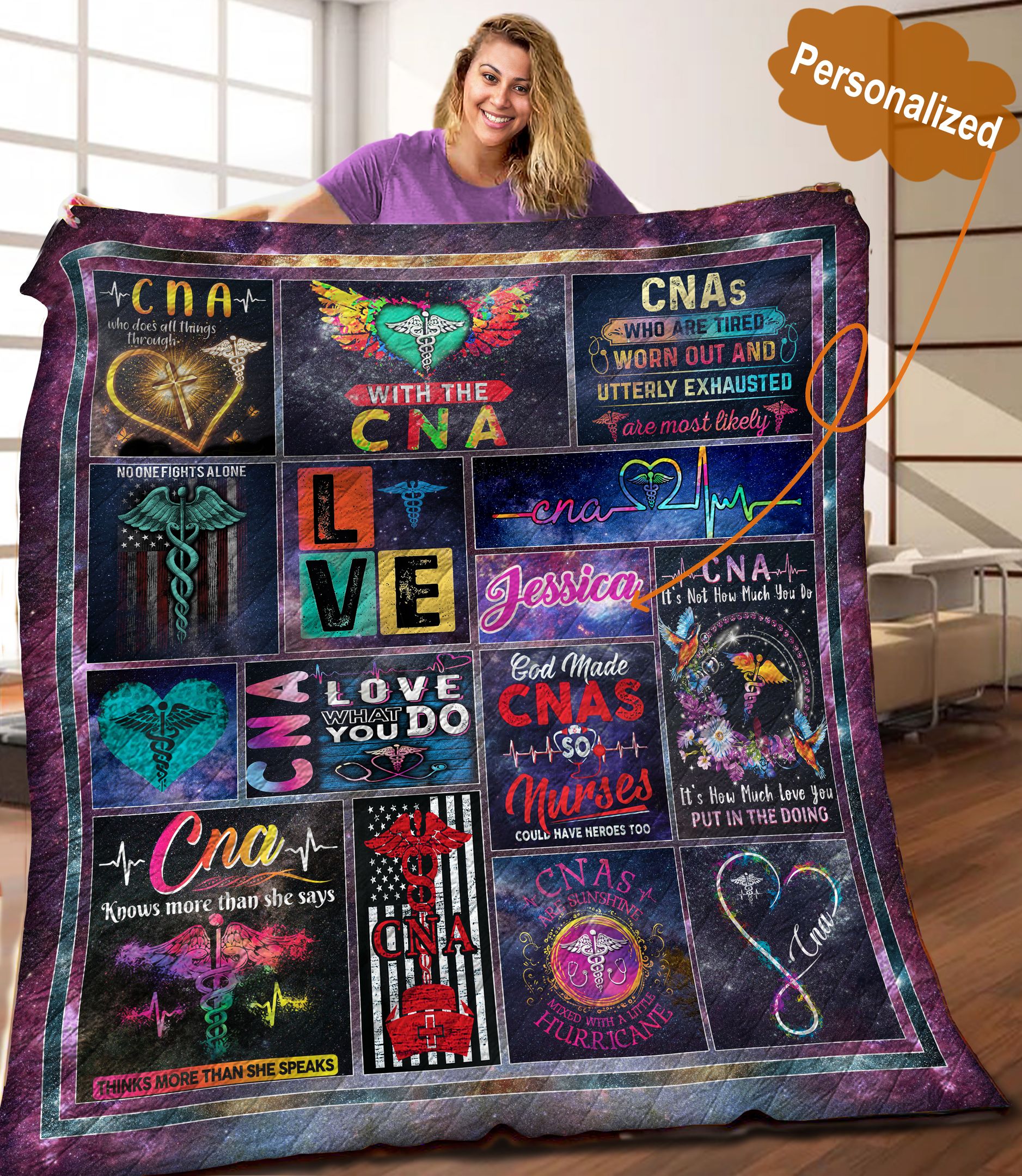 CNA Personalized Quilt Blanket C9B090602MI