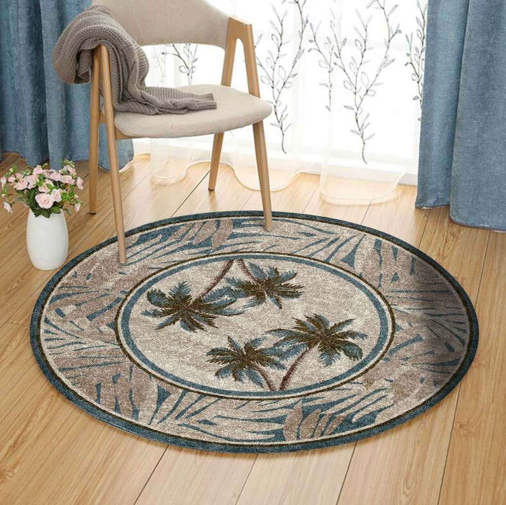Coastal Palm Circle Round Carpet