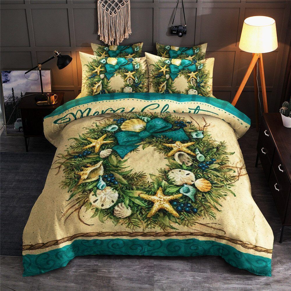 Coastal Wreath Merry Christmas Garden Bedding Set