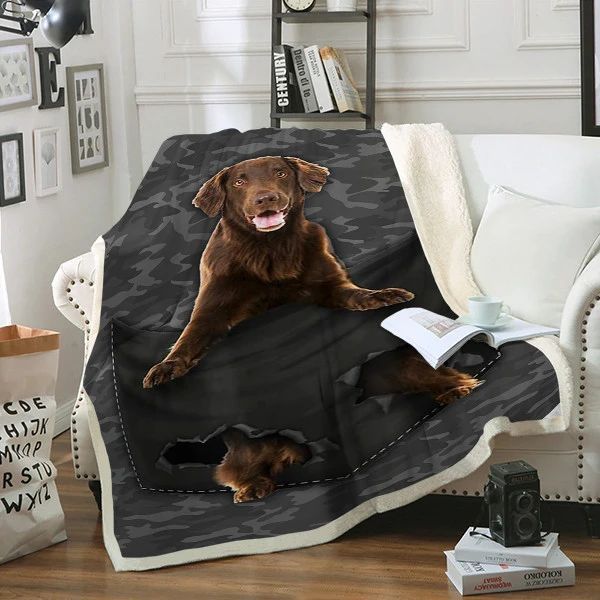 Coated Retriever Dog Pocket Sherpa Fleece Blanket