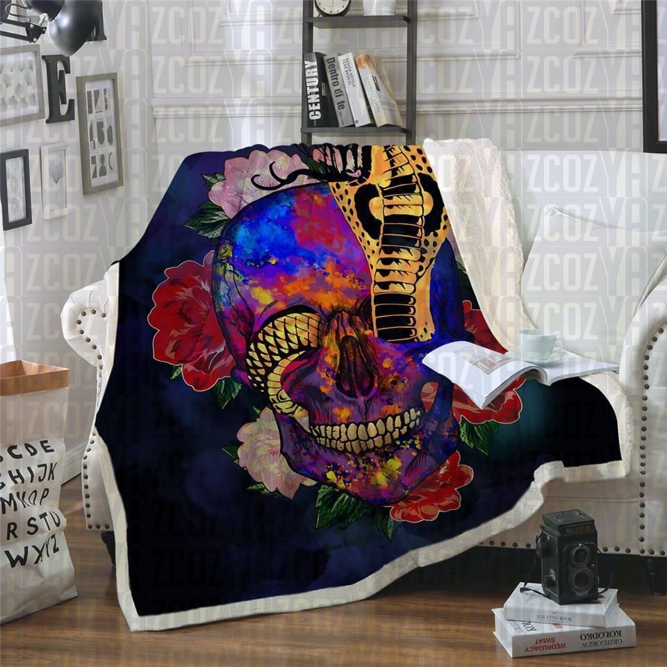 Cobra Skull Sherpa Fleece Blanket