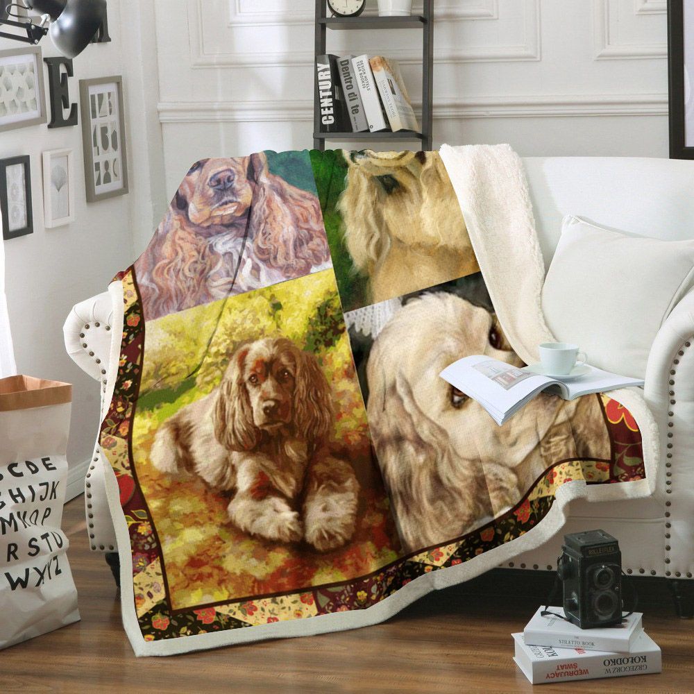 Cocker Spaniel Dog Sherpa Fleece Blanket