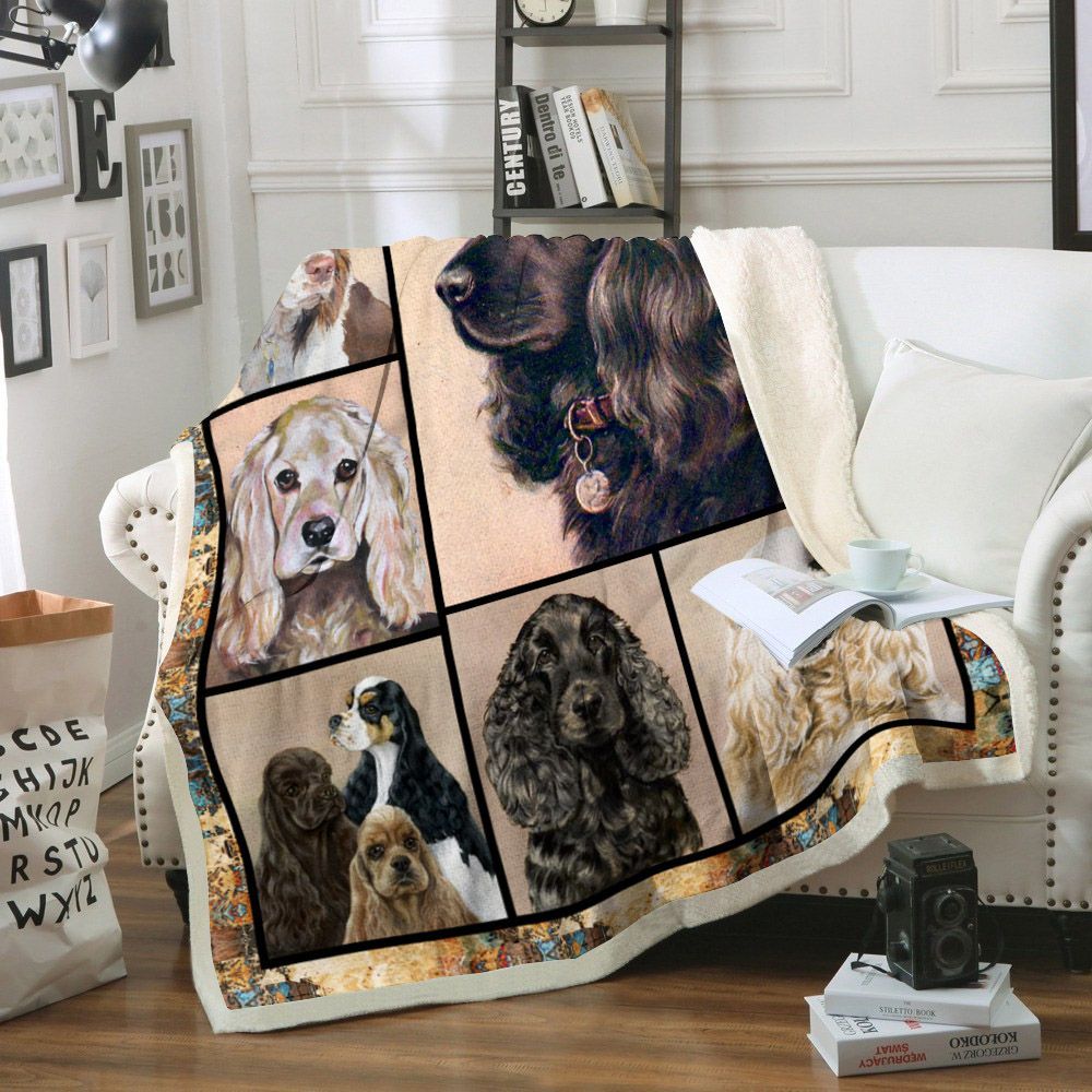 Cocker Spaniel Dog Sherpa Fleece Blanket