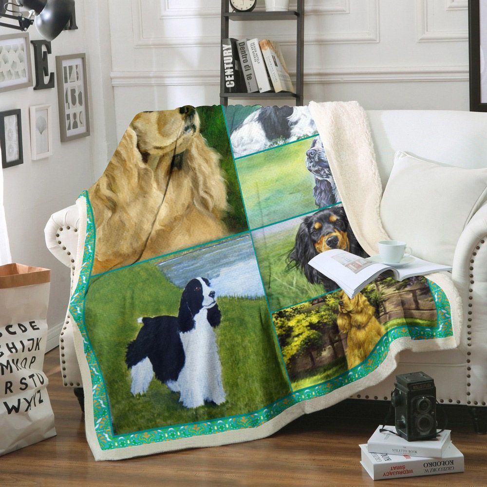 Cocker Spaniel Dog Sherpa Fleece Blanket