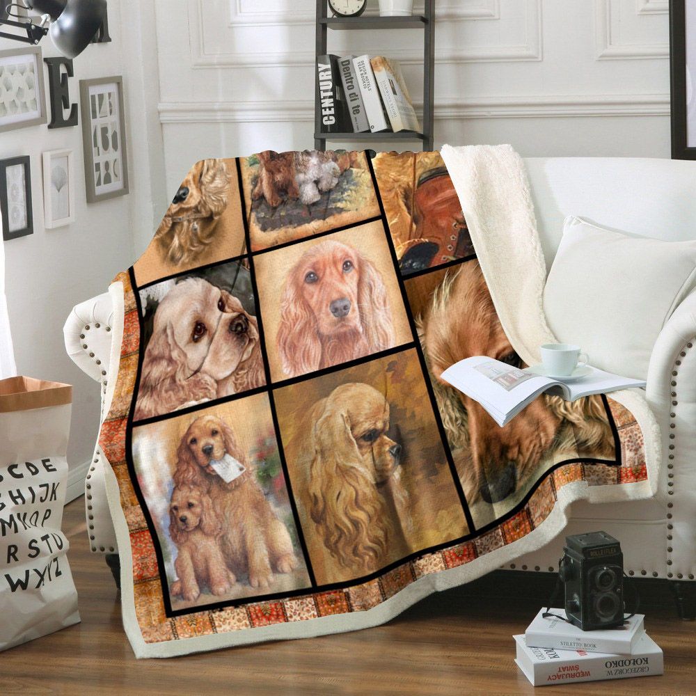 Cocker Spaniel Dog Sherpa Fleece Blanket