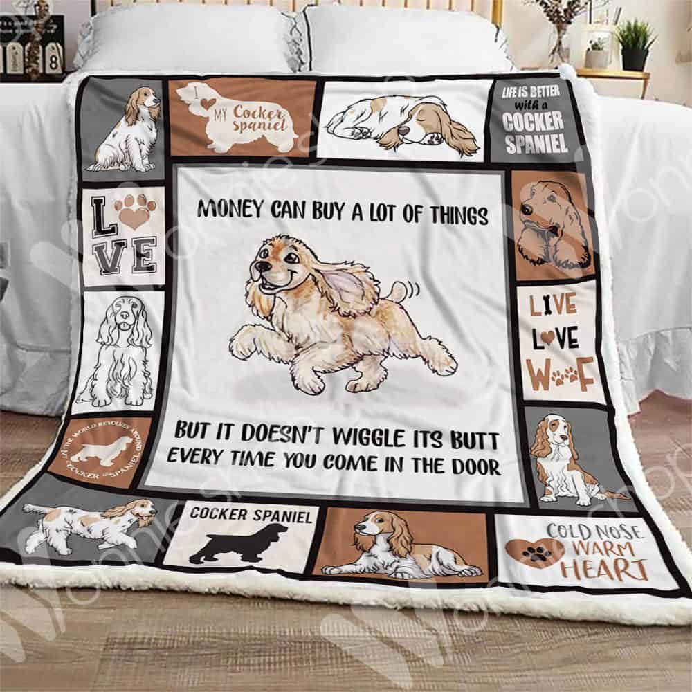 Cocker Spaniel Dog Sherpa Quilt Blanket DHC0102535TD