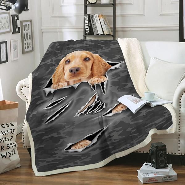 Cocker Spaniel Scratch Dog Sherpa Fleece Blanket