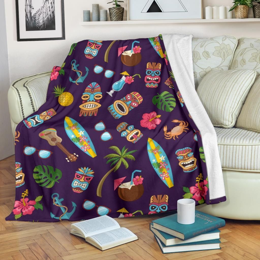 Coconut Holiday Hawaiian Themed Pattern Print Design Fleece Blanket