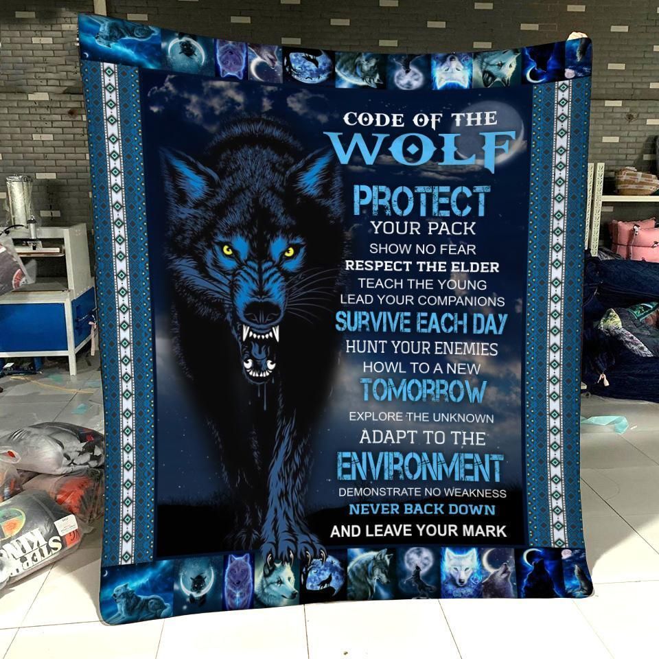 Code Of The Wolf Sherpa Fleece Blanket