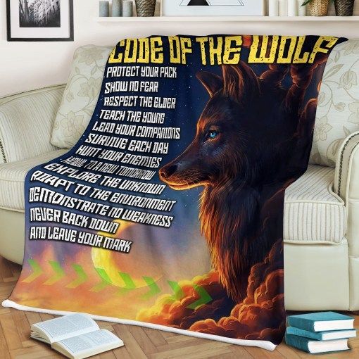 Code Of The Wolf Sherpa Fleece Blanket