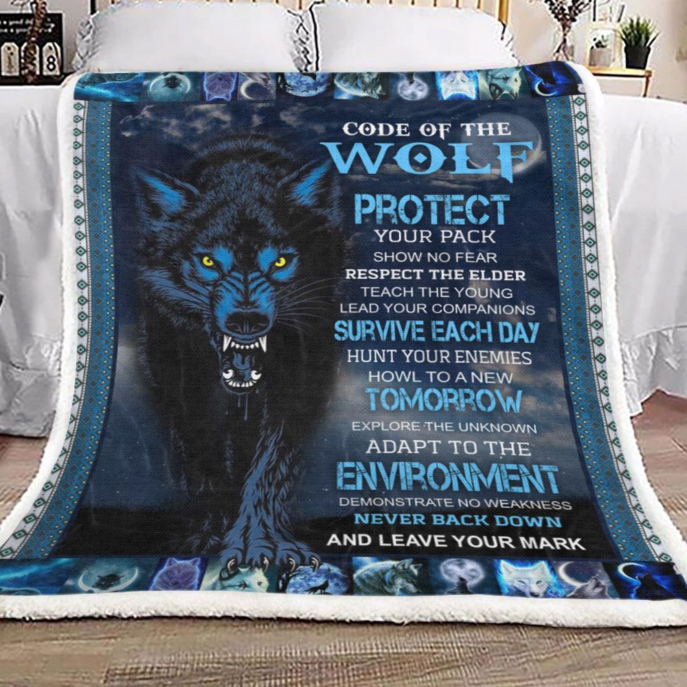 Code Of The Wolf Sherpa Fleece Blanket