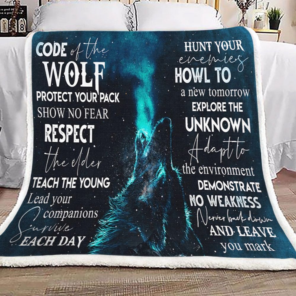Code Of The Wolf Sherpa Fleece Blanket