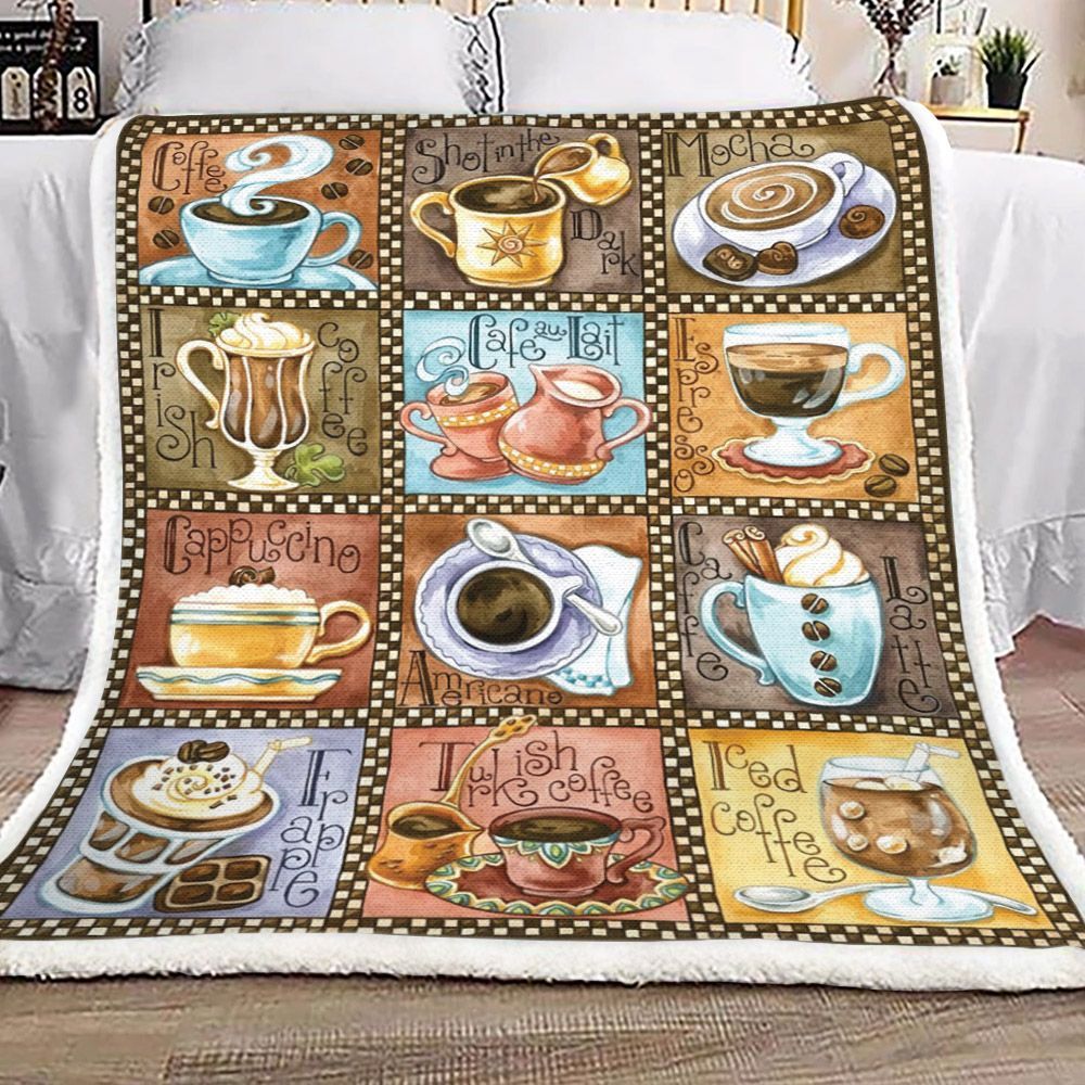 Coffee Alphabet Sherpa Fleece Blanket